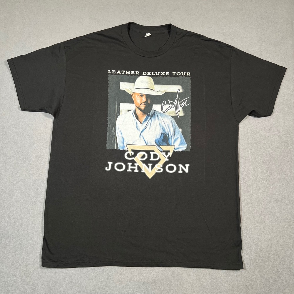 Cody Johnson‎ Leather Deluxe Tour T Shirt Mens 2XL Black 2025 Concert Tee Merch